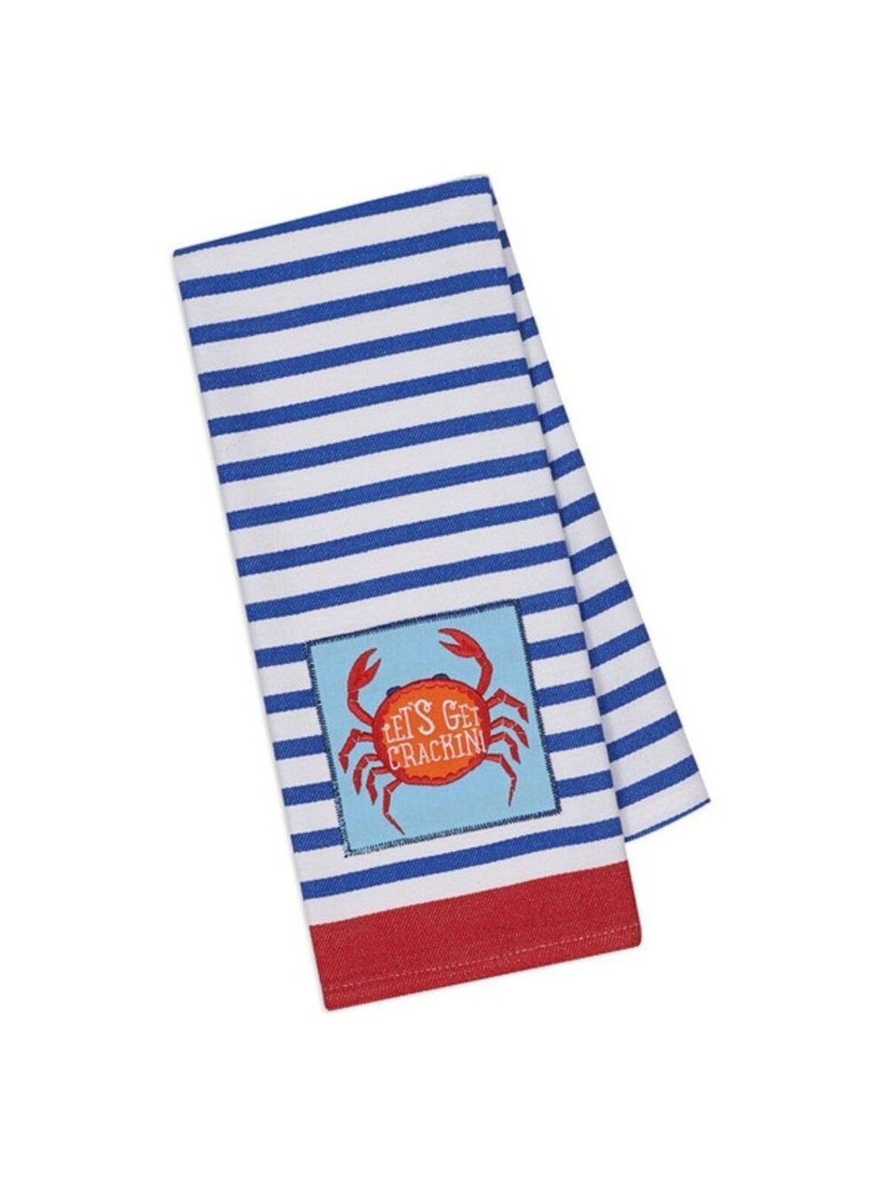 Kitchen Towel Design Imports Crab "Let's Get Crackin" Striped 100% Cotton 18 x 2